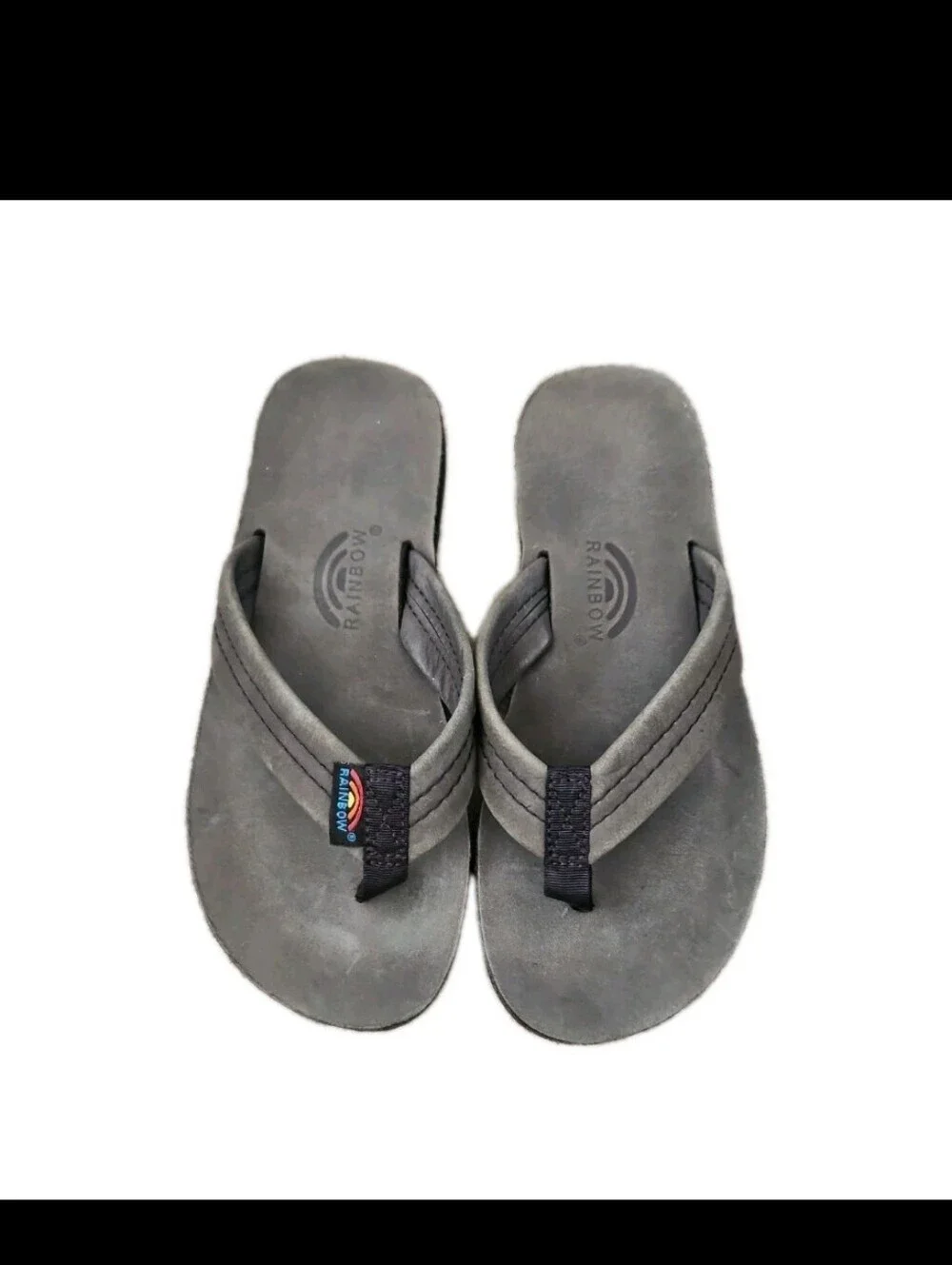 Rainbow Kids Gray Leather Comfort Thong Flip Flop Summer Sandal 2/3